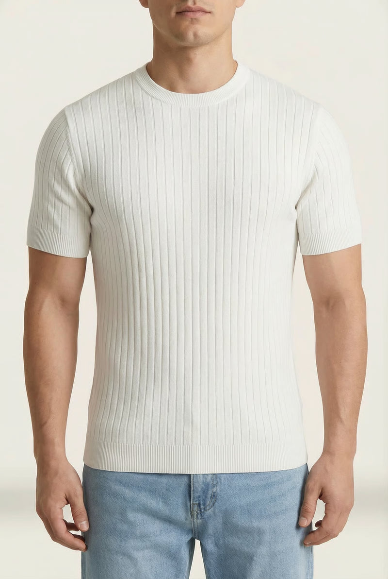 THE RIBBED SILHOUETTE TEE – White