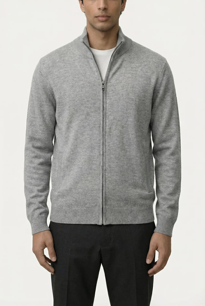 THE AURELIA FULL-ZIP KNIT – Gray