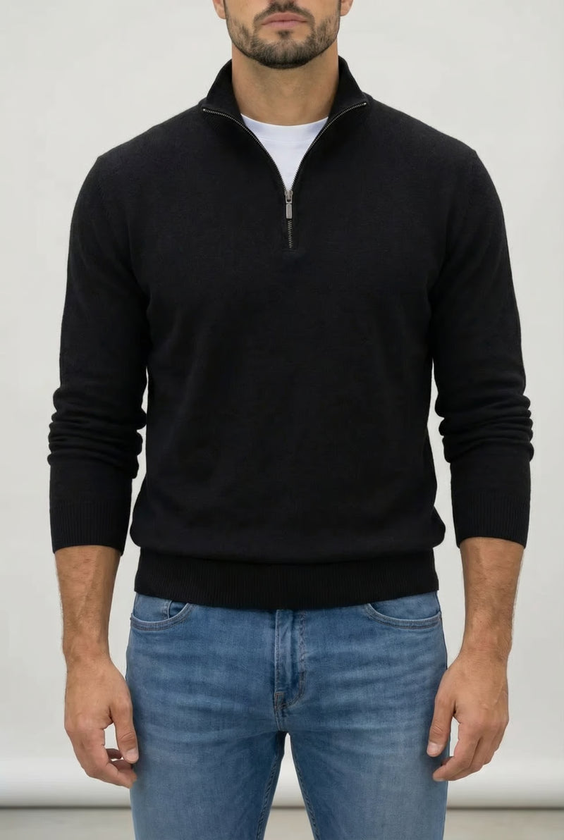 THE MERANO CASHMERE ZIP – Black