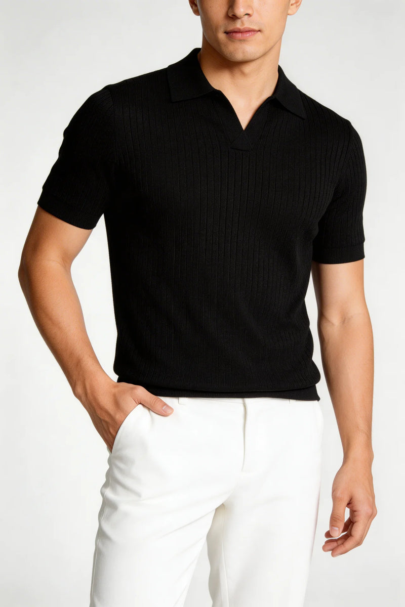 THE MODENA SLIM KNIT POLO – Black