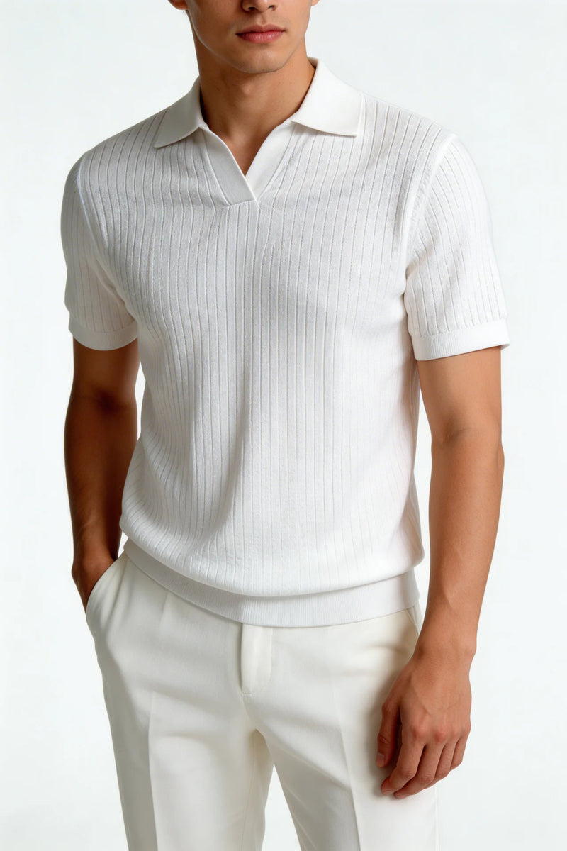 THE MODENA SLIM KNIT POLO – White