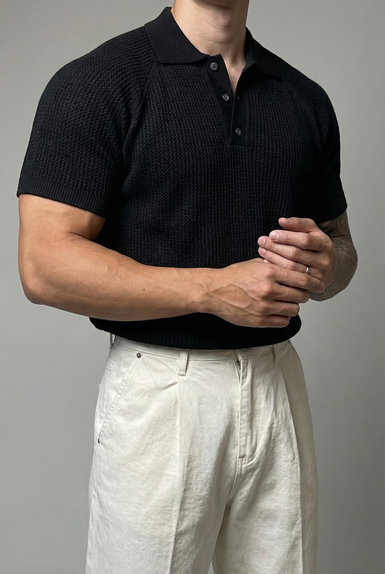 DAS AURELIAN STRICK-POLOSHIRT