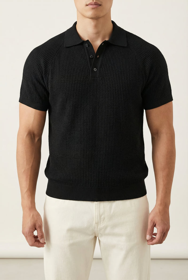 THE AURELIAN KNIT POLO – Black