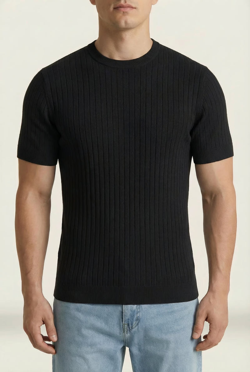THE RIBBED SILHOUETTE TEE – Black