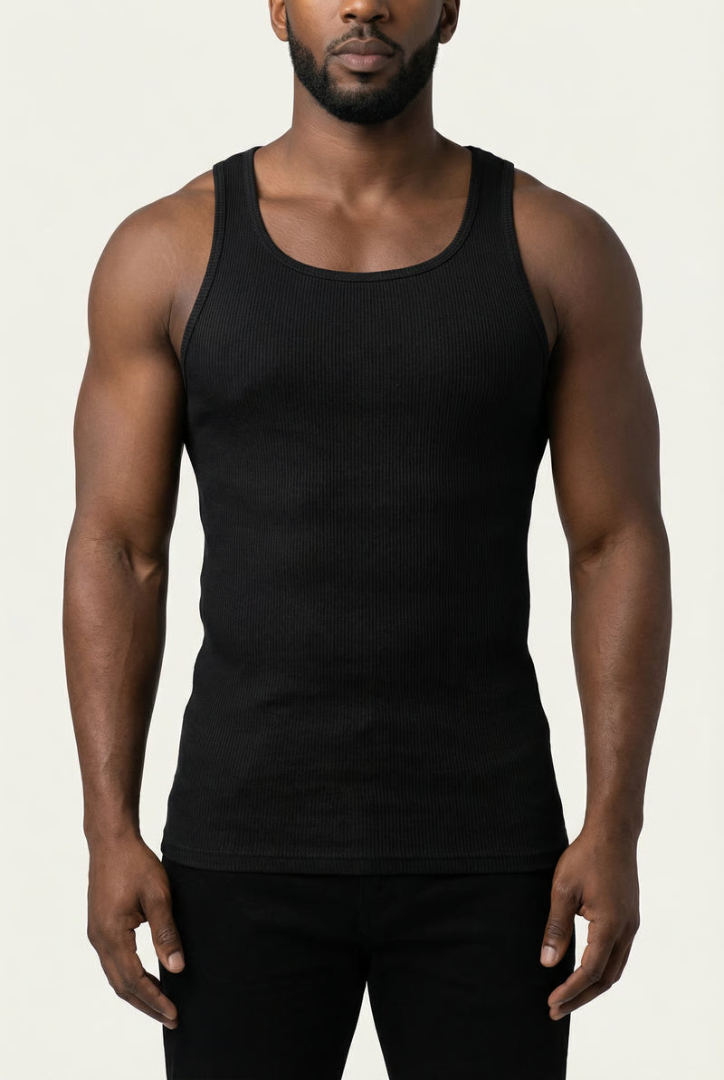 THE ESSENTIAL RIBBED VEST – Black