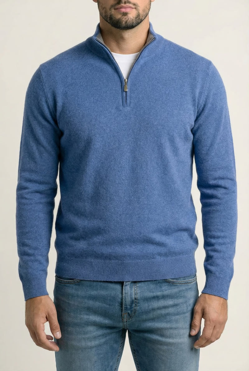 THE MERANO CASHMERE ZIP – Blue