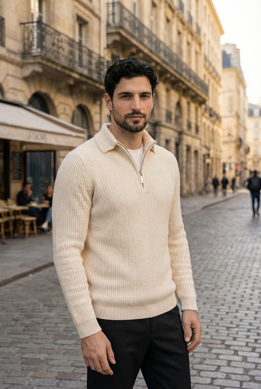 THE ATELIER ZIP-NECK SWEATER