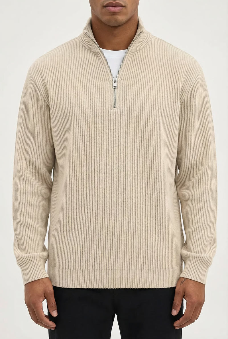 THE CORDOVA ZIP-NECK – Khaki